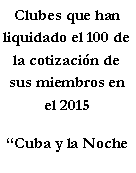Cuadro de texto: Clubes que han liquidado el 100 de la cotizacin de sus miembros en el 2015Cuba y la Noche